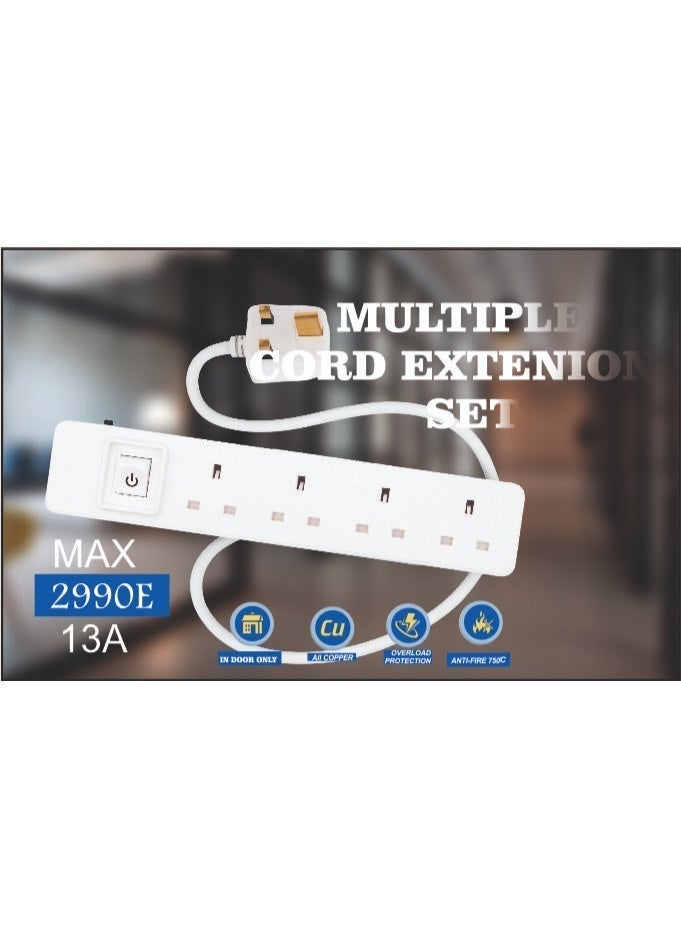 MOVAL 4-Socket Power Extension Cord 5m – All Copper, 2990W, Overload Protection, Anti-Fire Design - Image 4